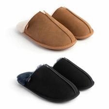 Just Sheepskin Men's Mule Slippers in Black or Brown Sizes 7-8 9-10 & 11-12