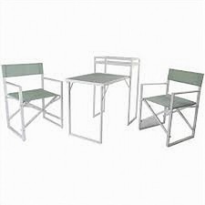Quest Versailles White Steel Frame Suite Folding Foldable Garden/Balcony Set