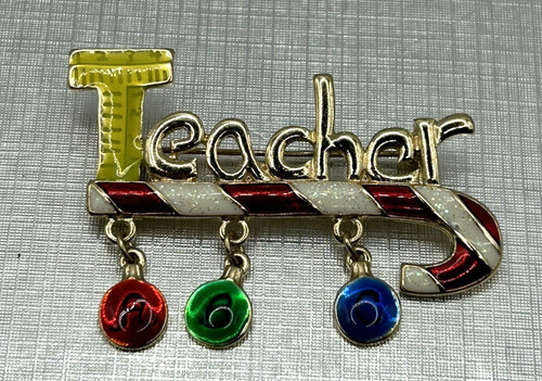 Christmas teacher brooch - teacher, pin