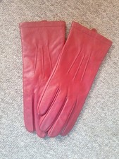 Luxury Red Leather Lined Ladies Gloves Size Large Marks and Spencer NWOT