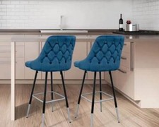 2 Teal Velvet Bar stools