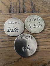 3 Brass L N E R Railway Man’s Pay Tags