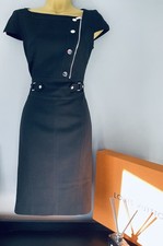 Pristine Karen Millen Black Military Effect Stretch Pencil Dress Stunning UK 10