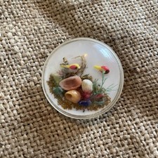 Vintage Lucite Fish Aquarium Plastic Resin Dome Bowl Brooch Retro 1950s Pin Old