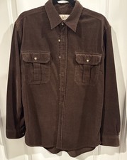 Vintage Sedgeway Men’s Corduroy Shirt Dark Brown Button Front Pockets Classic M