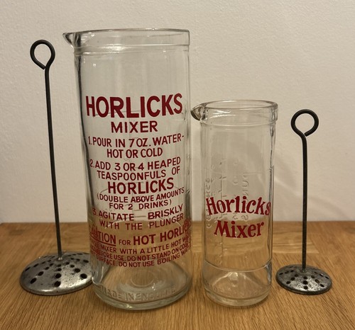 Pair vintage horlicks glass - vintage,