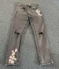 New Look Generation 915 Black Embroidered Ripped  Jeans Age 13