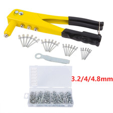 Assorted Rivet 4 Nozzle Head Sizes Hand Pop Rivet Gun Tool Set 380 Heavy Duty