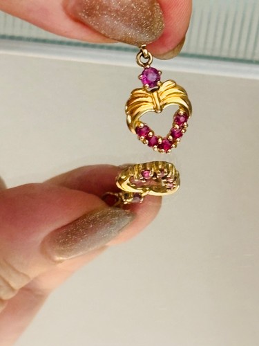 9ct gold ruby - gold, heart