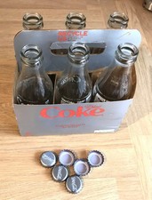 6 Glass Coca Cola Bottles In Pack With Caps