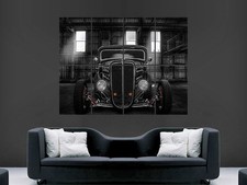 BLACK HOT ROD CAR POSTER
