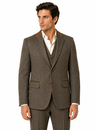Taupe brown herringbone - herringbone, 3
