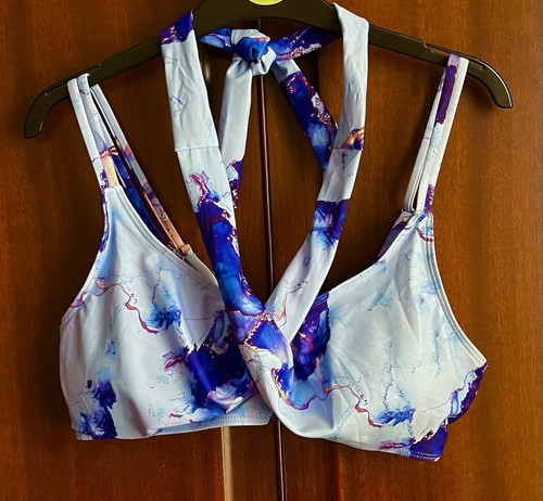 Women blue abstract halter - women’s,