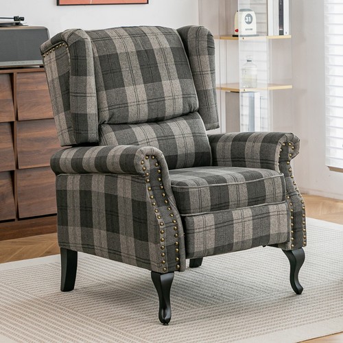 Recliner armchair linen tartan - recliner,
