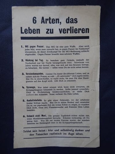 Ww2 propaganda leaflet zg88 - propaganda,