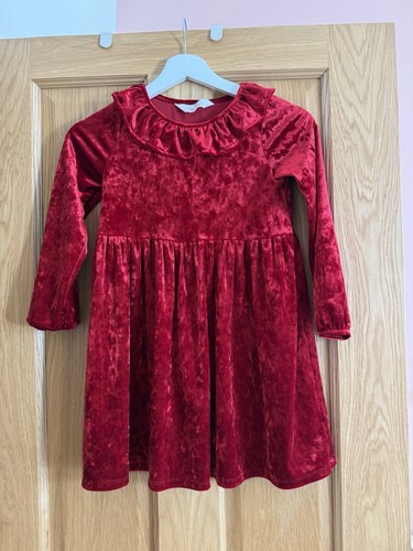 Girls red velvet dress age - dress,