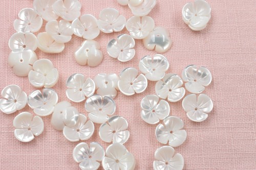 Shell carved flower beads - carved,