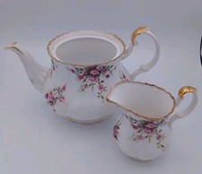 Royal Albert Cottage Garden Pattern Teapot Base And  Milk Jug Seconds