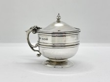 Antique 1919 solid sterling silver Mustard Condiment / Cruet Pot with hinged lid