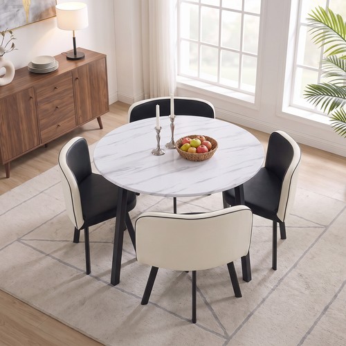 Round marble effect dining - round,