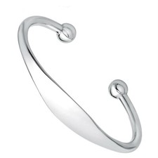 Solid 925 Sterling Silver  Name  ID Torque Cuff Bangle Bracelet