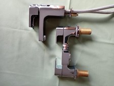 Chrome bath mixer tap and matching basin monobloc mixer tap with tails