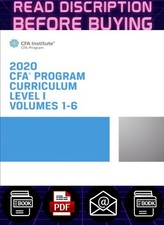 2020 CFA Program Curriculum Level 1 Volumes 1-6 CFA Institute