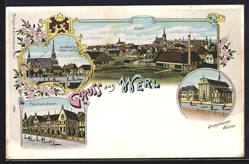 Lithograph werl market - werl,,