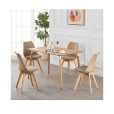 Jamie Dining Set with 4 Jamie Dining Chairs & Halo Wooden Table ✅ Color Options