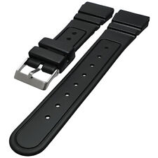 XL Extra Long Black Rubber Divers Watch Strap 22mm (24mm Shoulder)