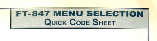 Yaesu 847 original - original, menu