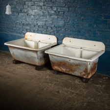 Pair of Large Cast Iron Sinks with Back Splash
