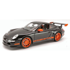 PORSCHE 911 GTR 3 RS 2007 BLACK WITH ORANGE STRIPES 1:18 Welly Auto Stradali Mod