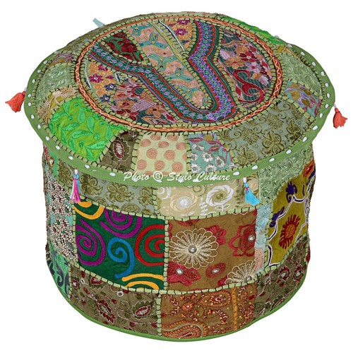 Green ottoman chair pouf - chair,