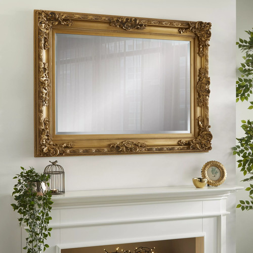 Rectangular wall mirror carved - rectangular,