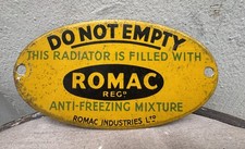 Vintage Romac Anti Freezing Mixture Tin Plaque