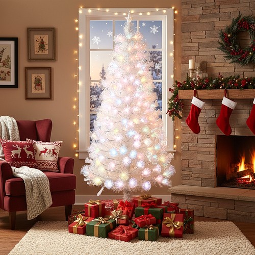 White fibre optic christmas - fibre,