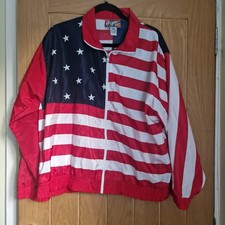 Vintage Argee Medium m Sports American Flag Wind Breaker #P