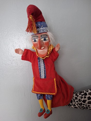 Carved punch hand puppet - carved,