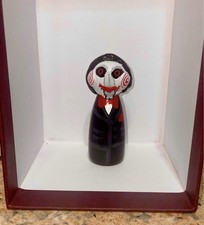 Handpainted wooden saw inspired jigsaw large peg doll one of a kind horror doll