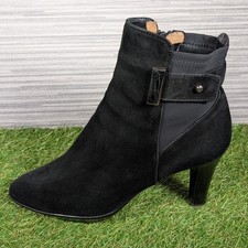 AQUATALIA Russell & Bromley Black Fab DRY Suede Heeled Ankle Boots Size UK 6.5