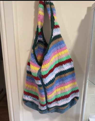 Hand knitted bag stripy - hand,