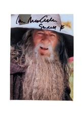 Hand Signed Sir Ian McKellen In Person Gandalf Lord of the Rings 7x5" Autograph