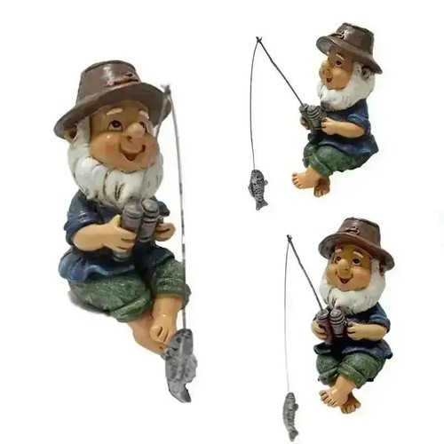 Fishing gnome statue garden - gnome,
