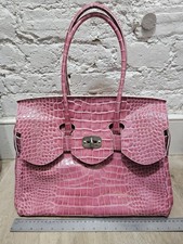 Vintage Russell And Bromley Pink Leather mock Croc texture Hand Bag Tote