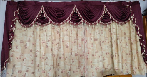 Maroon and cream curtains - and,