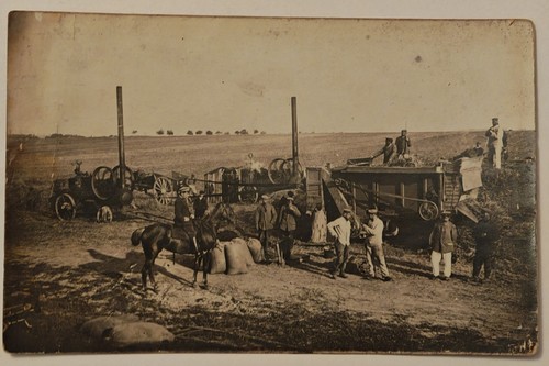 Postcard thresher rppc farming - postcard,