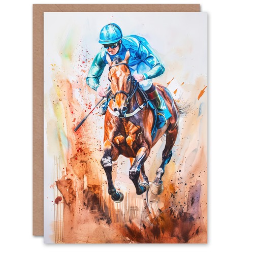 Greeting card jockey horse - jockey,