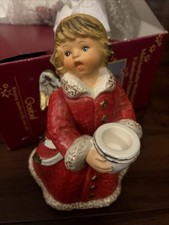 Goebel Hummel Figurine Germany Red Candle Holder Angel Frobek 9" tall