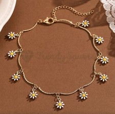 Sweet Daisy Flower Anklets For Women Chain Sunflower Floral Boho Foot Chain